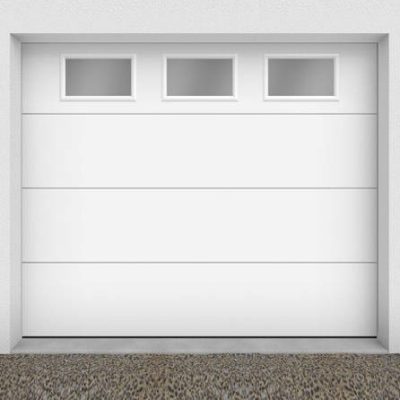 Porte de garage sectionnelle motorisée avec hublots